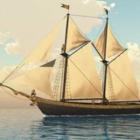 Medieval Big Wooden Sailing Ship 3d model