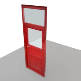 Red Door With Top Window 3d model