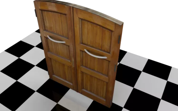Single Door With Brass Handle, Black Color 3d model