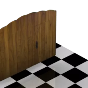 Vintage Door On Tiles Floor 3d model