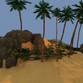Small Tropical Island With San Coconut 3d model