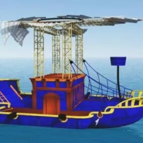 Cargo Ship With Crane 3d model