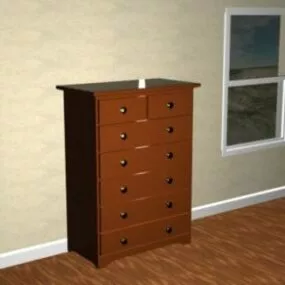 Side Dresser Red Wood 3d model