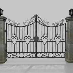 Vintage I Wrought Iron Gate 3d model