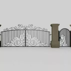 Driveway Gate Iron Fence 3d model
