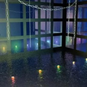 Night Interior Room With Lighting 3d model