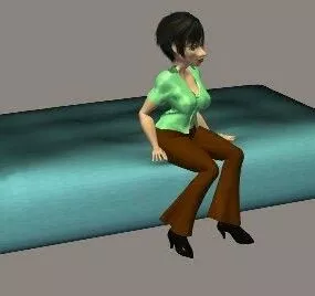 Lady Character On A Mattress 3d model