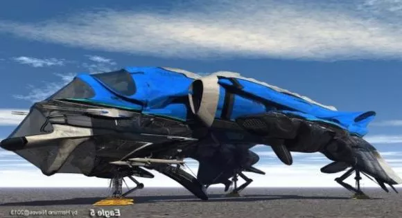 Futuristic Aircraft Two Wings With Weapon 3d model