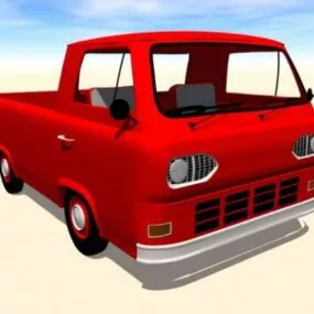 Red Pickup Lowpoly Car 3d model