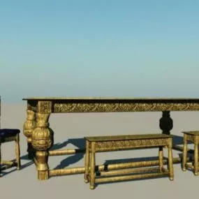 Vitoria Dining Furniture Table Chair 3d model