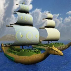 Dragonship Sailing Boat 3d model