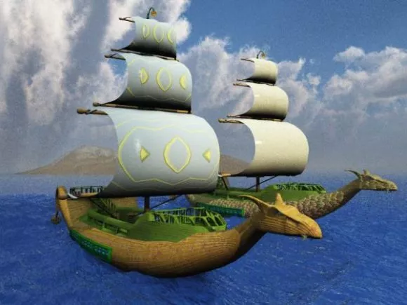 Medieval Large Ship Sailing Boat 3d model