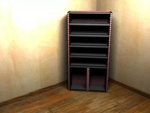 Black Bookcase With Book, Bird Decorative 3d model