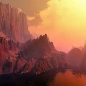 Sunset On Rock Mountain 3d model