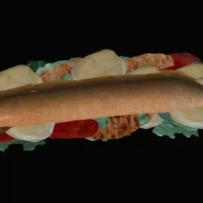 French Burger Food 3d model