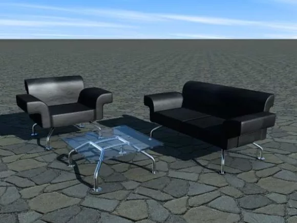 Set Of Realistic Sofa On Rug With Round Coffee Table 3d model