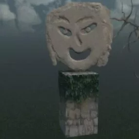 Face Figurine On Rock 3d model