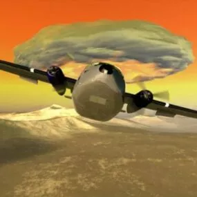 Futuristic Spaceship Flying In Sunset 3d model