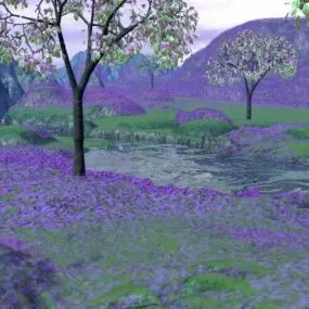 Fairy Spring With Trees Landscape 3d model