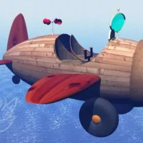 Cartoon Wooden Airplane Toy 3d model