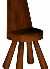 Simple Wood Chair Furniture Brown Color 3d model