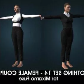 Female Waiter Character 3d model
