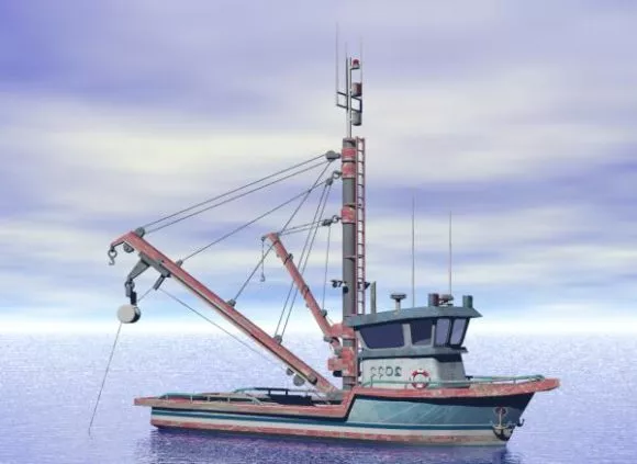 Fishing Boat With Crane 3d model Fishing Boat With Crane 3d model