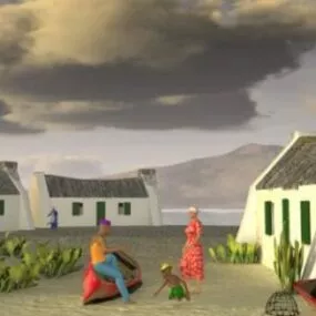 Small Village Town With Cottage House 3d model