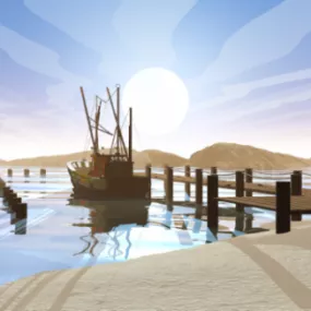 Fishing Boat On Port 3d model