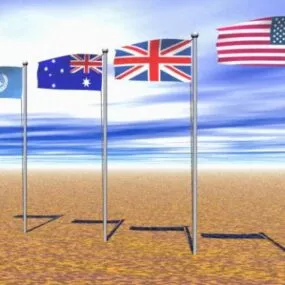 Flagpole Flag Decoration 3d model