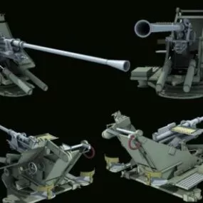 Military Vintage Gun Flak 3d model