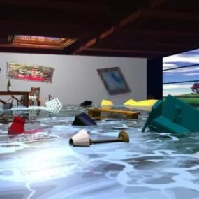 Flooded Room With Furniture 3d model