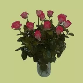 Flower In Glass Vase Pot 3d model