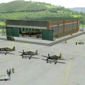 Airport Station With Aircraft Focke Wulf 3d model
