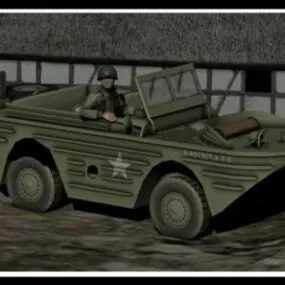 Ford Military Truck With Soldier Character 3d model