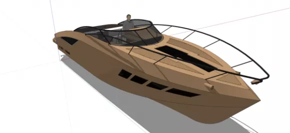 Wooden Speed Boat With Infinity Glass 3d model