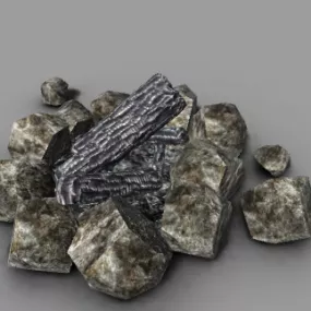 Fire Camp With Rock Stove 3d model