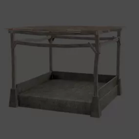 Vintage Wood Shelter Building 3d model