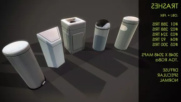 Various Trash Bin Set 3d model Various Trash Bin Set 3d model