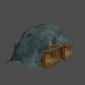 Old Wooden Box With Cloth Cover 3d model