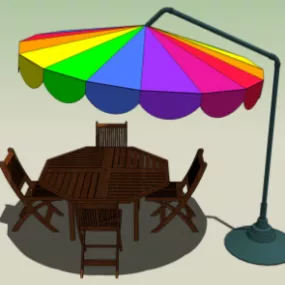 Outdoor Furniture With Cantilever Umbrella 3d model