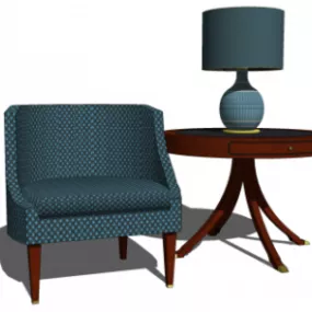 Elegant Furniture Chair Table Lamp 3d model