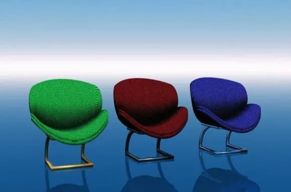 Red Bar Chair Chrome Leg 3d model