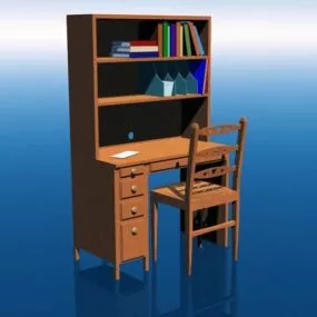 Study Desk Furniture With Chair 3d model