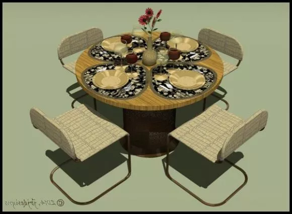 Bar Table Bar Chair And Food Plate 3d model