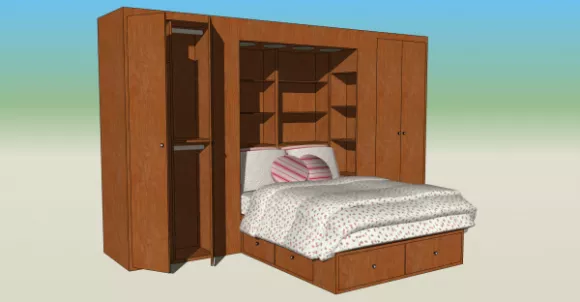 Stain Oak Side Cabinet 3d model