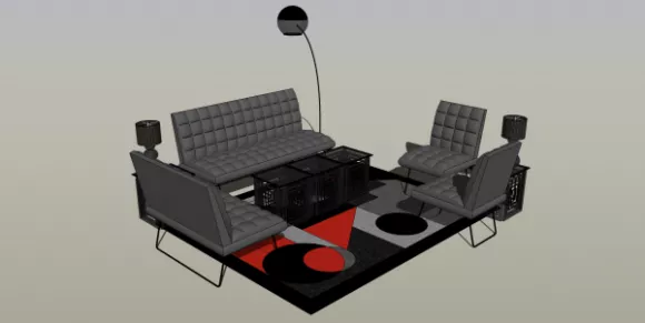 Chinese Upholstered Sofa With Rug 3d model