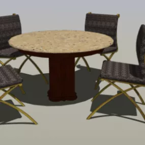 Kitchen Round Dining Table Chair 3d model