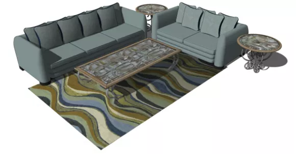 Sofa Leather Luxurious Style 3d model