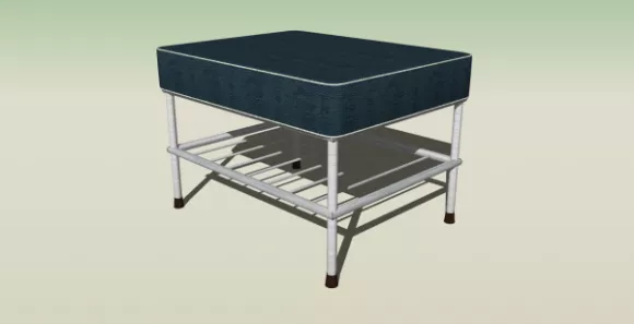 White Leather Cube Stool Tufted Style 3d model